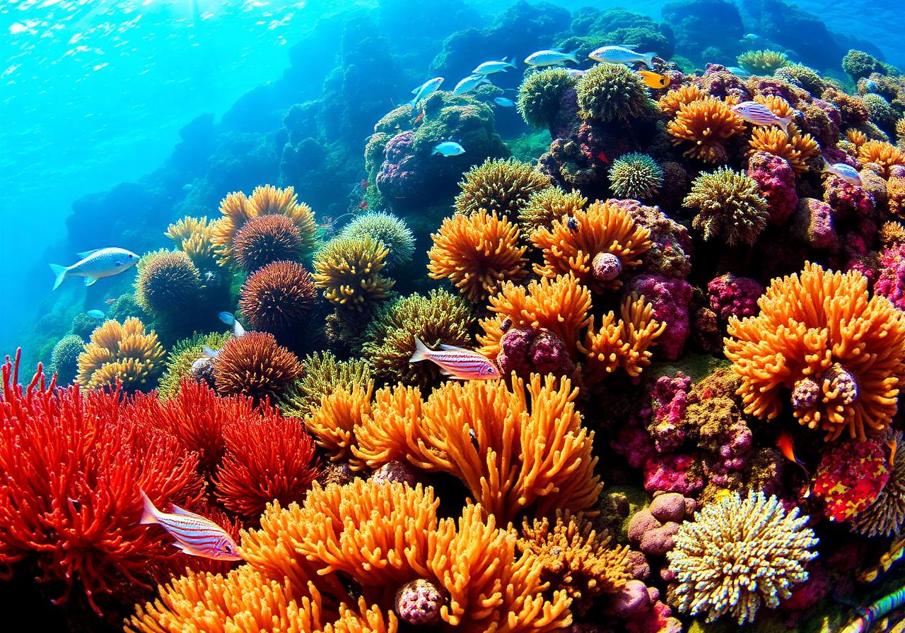 Jardin de coraux mous coloré sur un récif peu profond de Redang